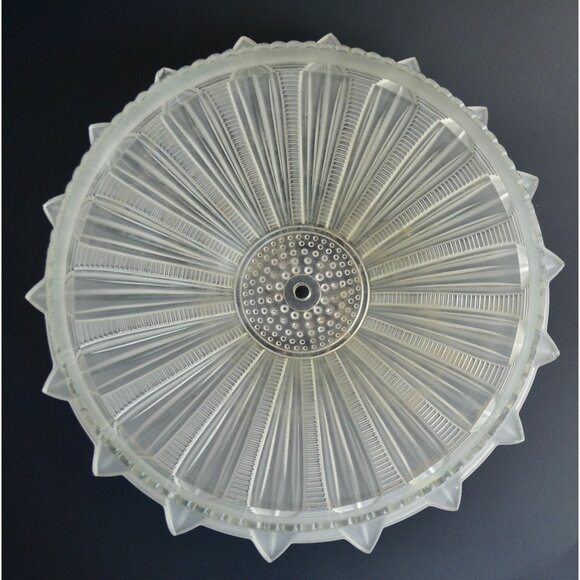 Art Deco Sunflower Glass Ceiling Shade Vintage White Frosted 14" Restoration - Picture 10 of 10